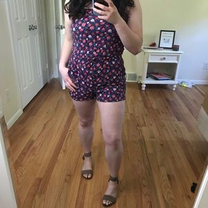 Strapless floral romper